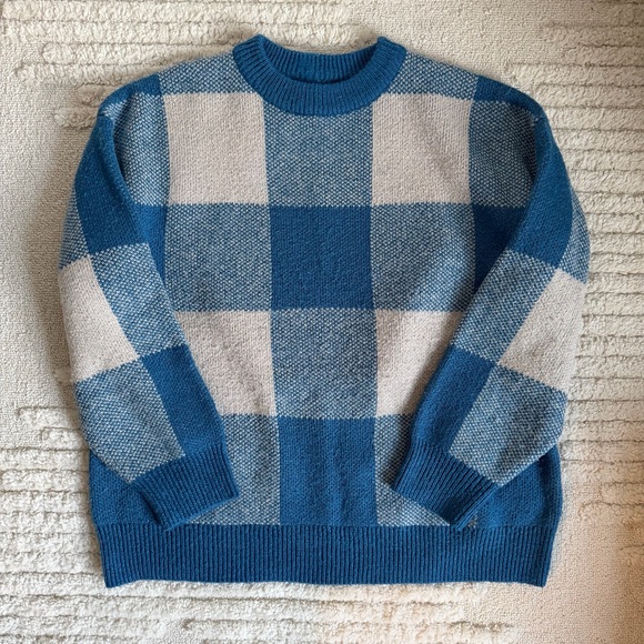 OAK + FORT Sweaters - OAK + FORT Oversized Checkered Crewneck Sweater